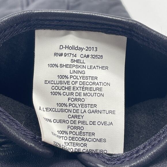 NWT AX Armani Exchange Leather Gloves Dark Fig Purp Women's Sz M/L Touch Screen - Picture 8 of 8